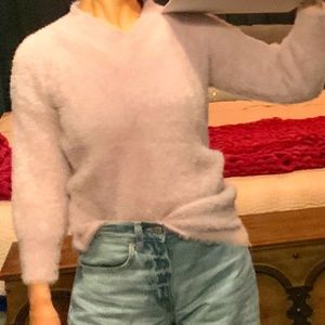 Super cozy thick and soft Lavender fuzzy puff sleeve teddy sweater